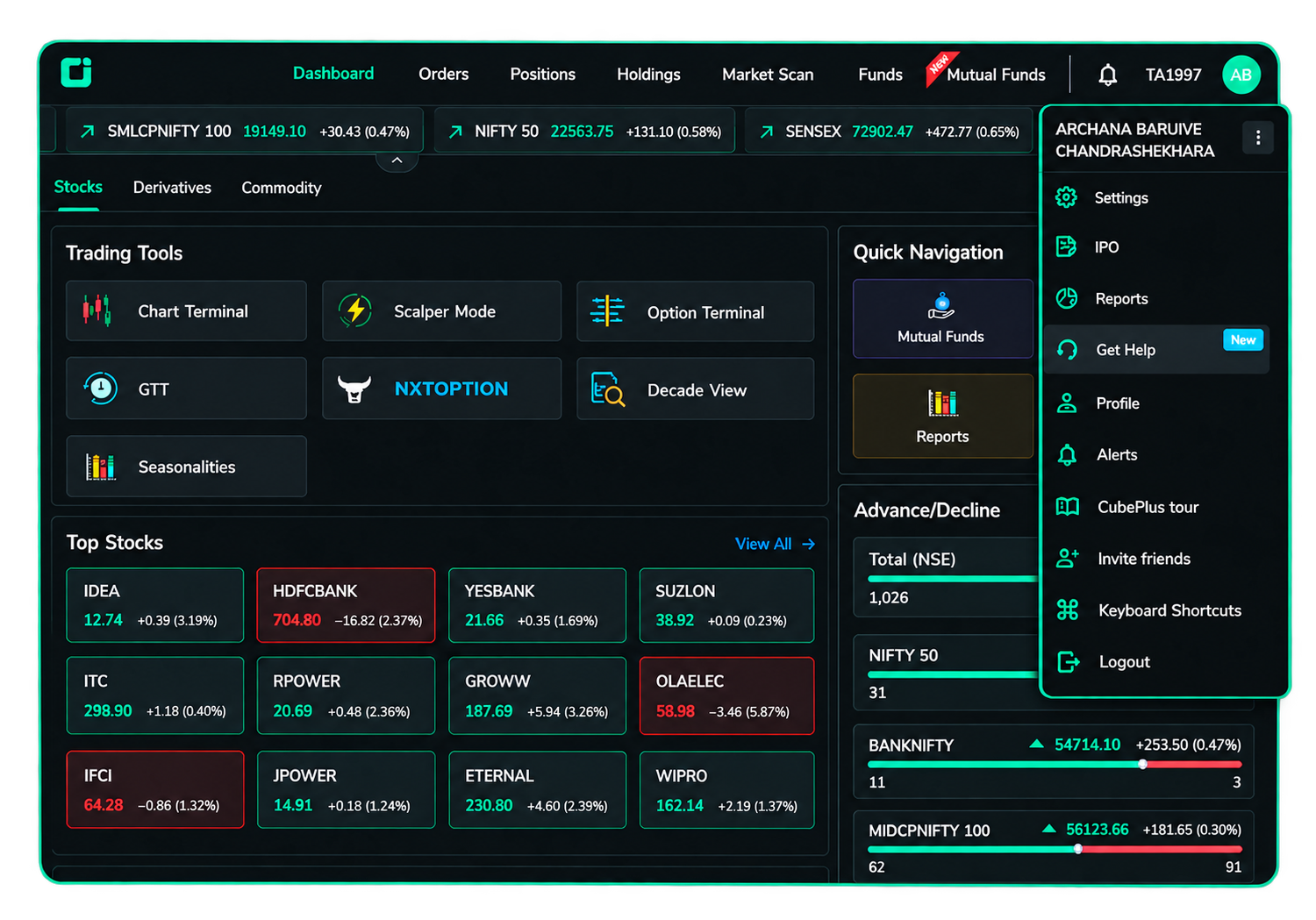 Profile Menu