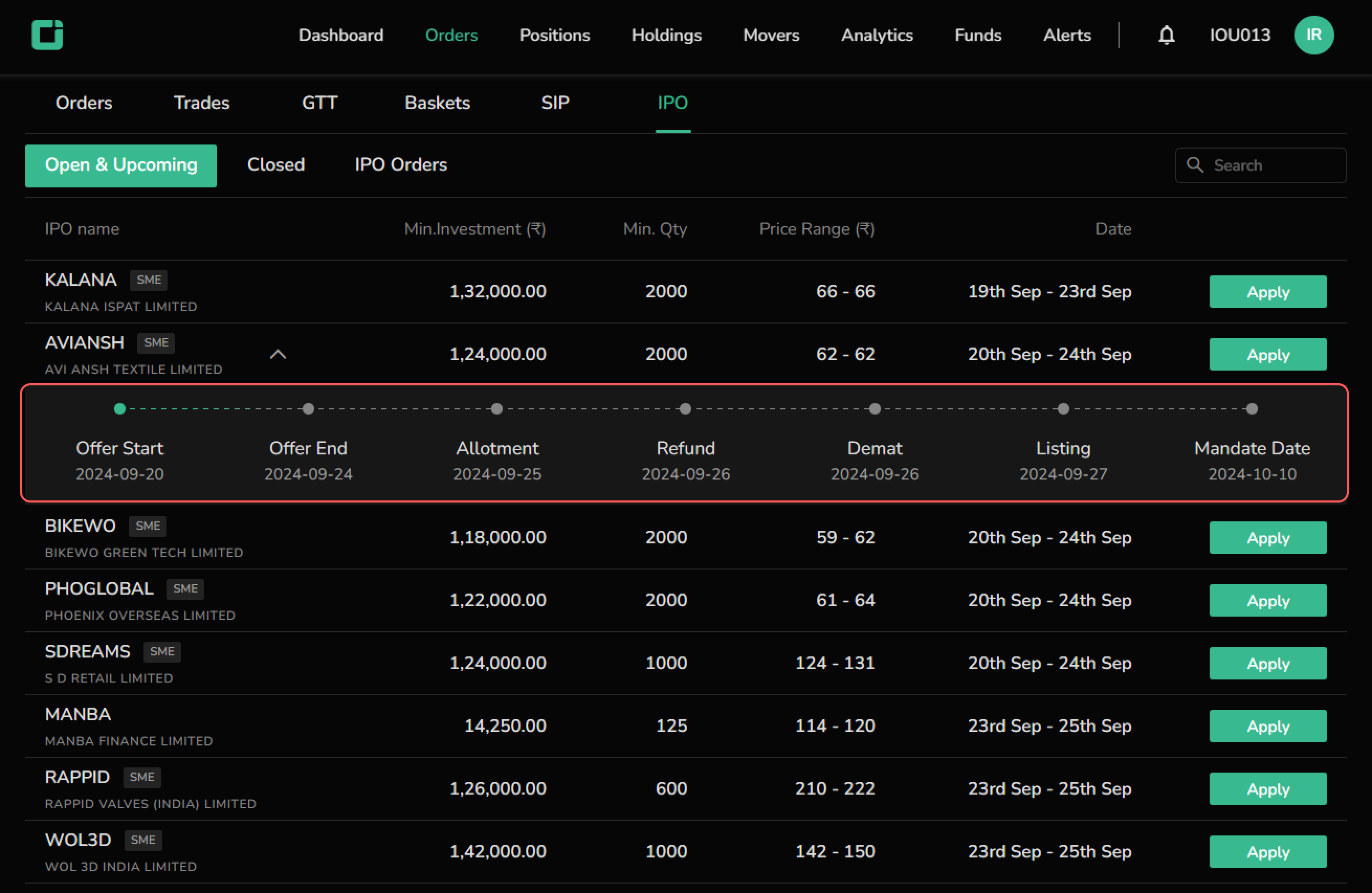 IPO Mandate Date